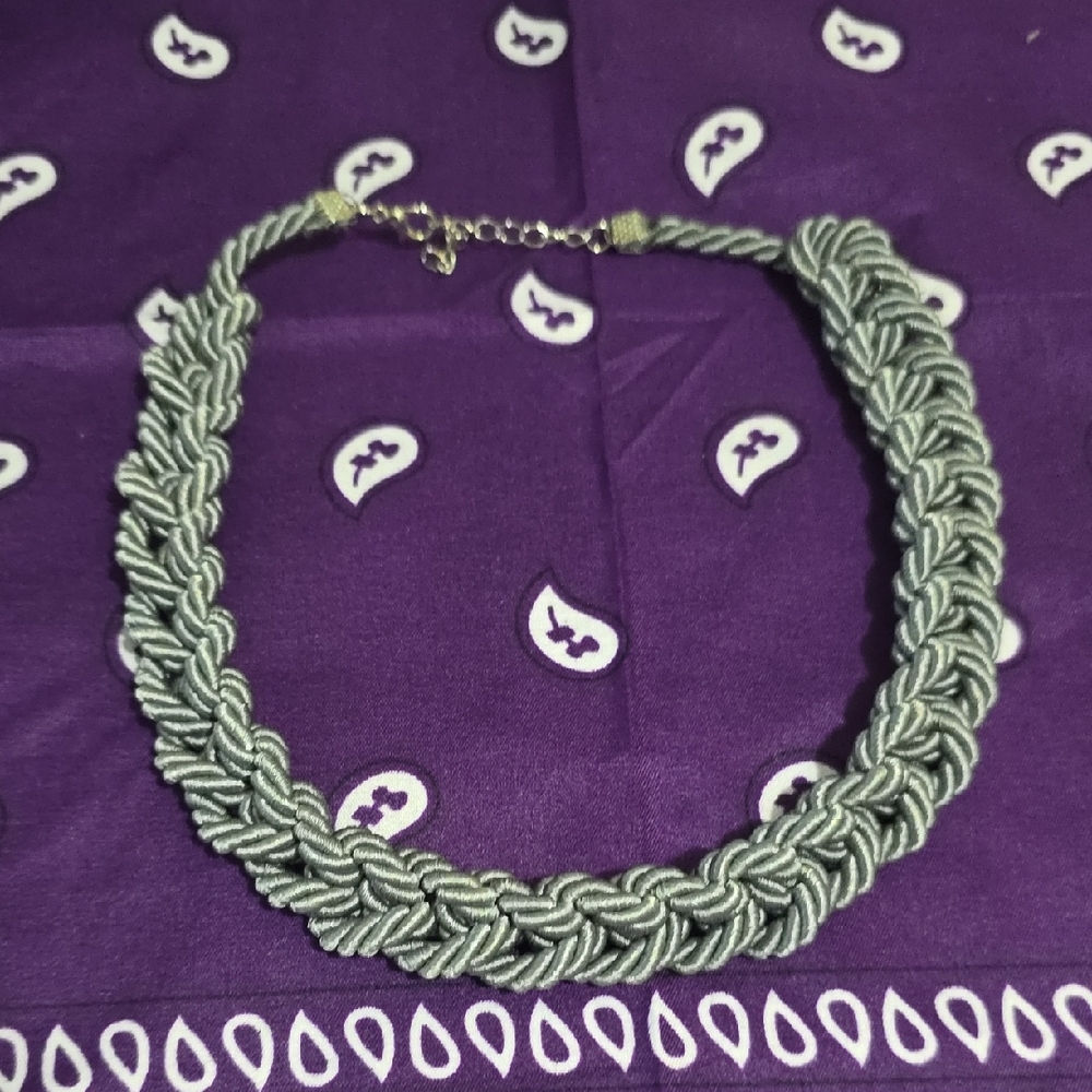 Braided Rope Choker Necklace in Sage Green - Women Jewelry